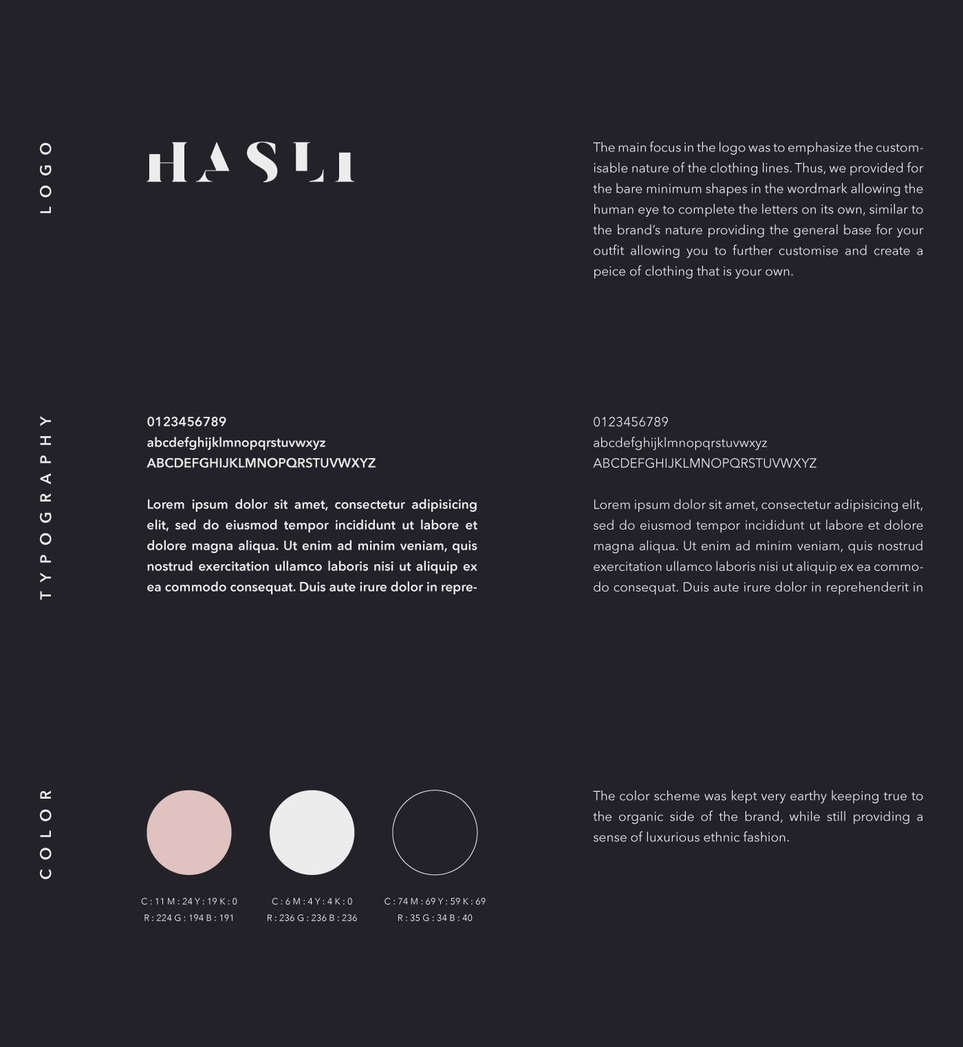 Logo, typography and colour, codified into one identity system.