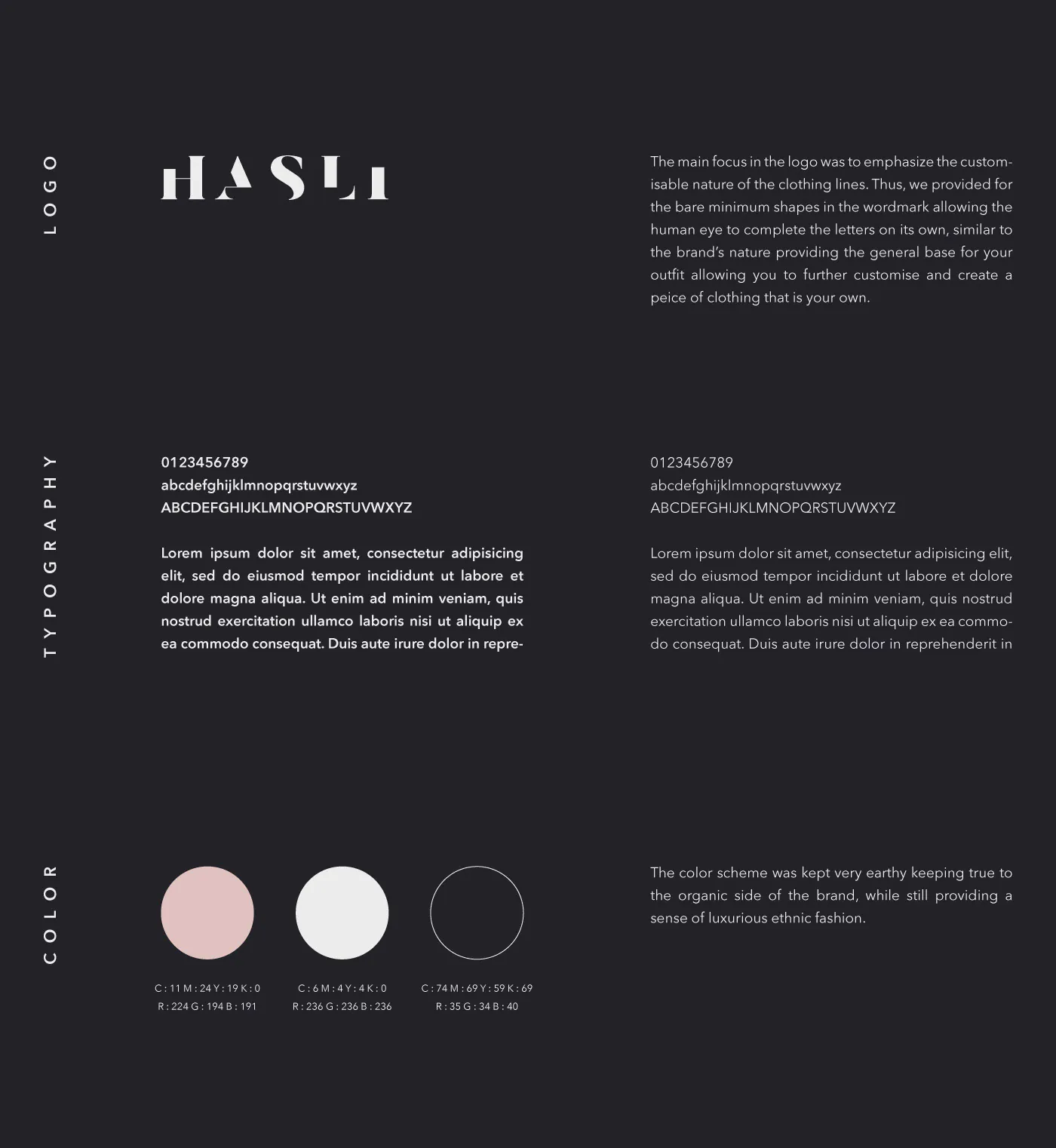 Logo, typography and colour, codified into one identity system.